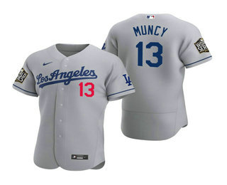 Men Los Angeles Dodgers #13 Max Muncy Gray 2020 World Series Authentic Road Flex Nike Jersey